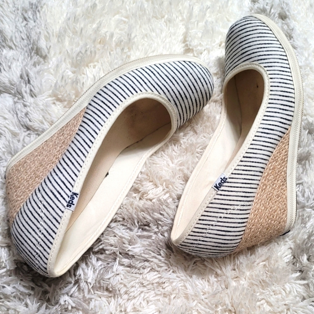 Keds Damsel Striped Wedge Shoes Size 9 - Picture 2 of 9